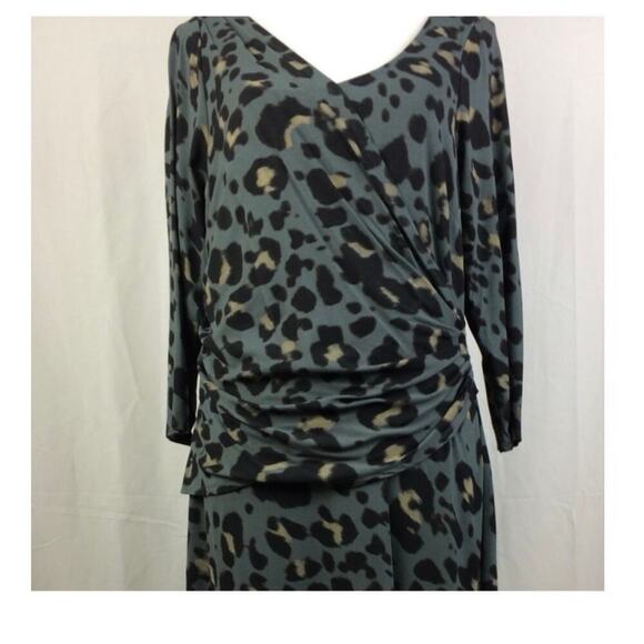 Ann Taylor L Faux Wrap Animal print rayon dress. - Picture 1 of 14